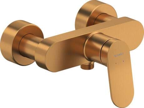 DURAVIT Páková sprchová baterie nástěnná WA4230000 Design by Duravit #WA4230000004 - Barva 04, Bronz kartáčovaná, Rozchod: 150 mm ± 15 mm, Tlak vody (3 bar): 24 l/min, Třída hluku: II 216 x 165 mm