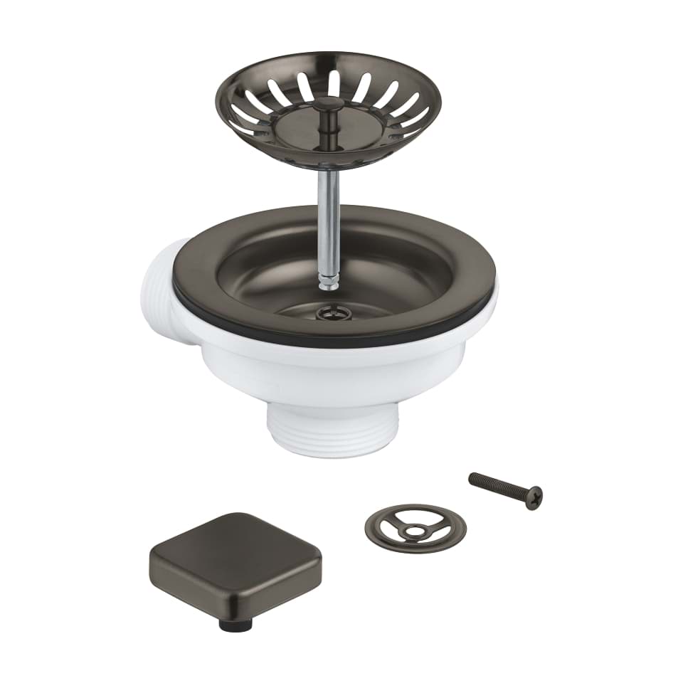 GROHE Odtokový set s otočným knoflíkem pro automatické ovládání pro jednosektorový dřez kartáčovaný Hard Graphite #40400AL0