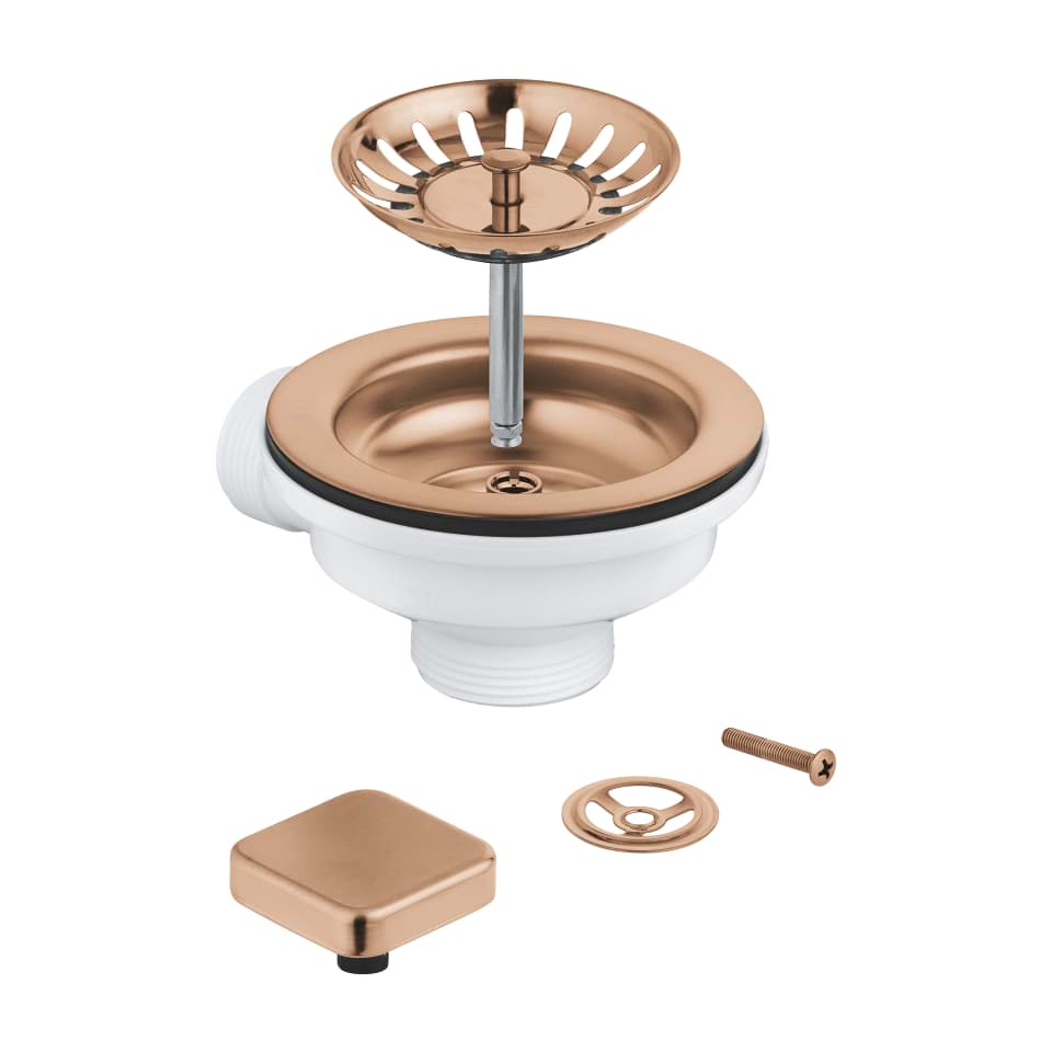 GROHE Odtokový set s otočným knoflíkem pro automatické ovládání pro jednosektorový dřez kartáčovaný Warm Sunset #40400DL0
