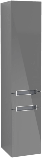VILLEROY BOCH Subway 2.0 Vysoká skříňka, 1 zásuvka, 2 dvířka, 350 x 1650 x 370 mm, lesklá šedá #A70710FP