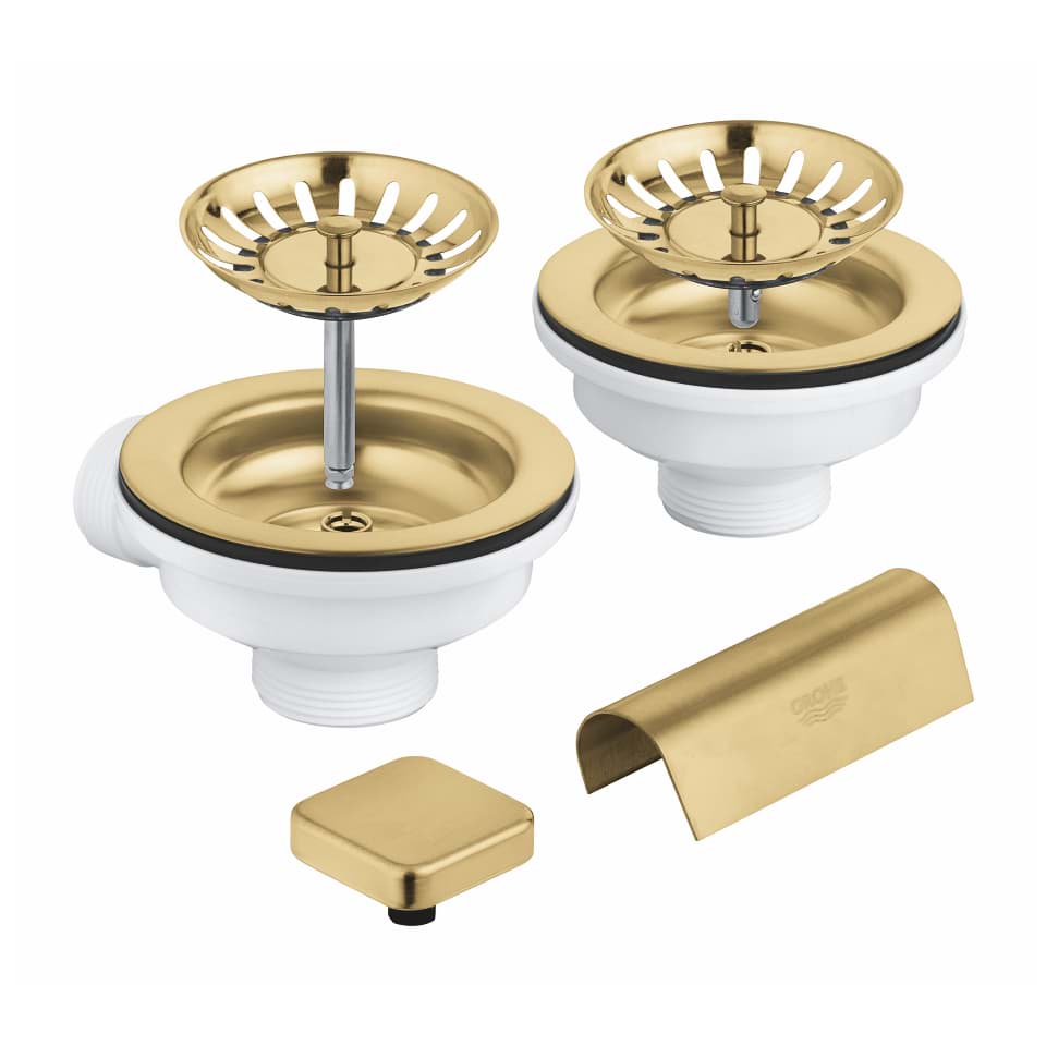 GROHE Odtokový set s otočným knoflíkem pro automatické ovládání pro dvousektorové dřezy kartáčovaný Cool Sunrise #40999GN0