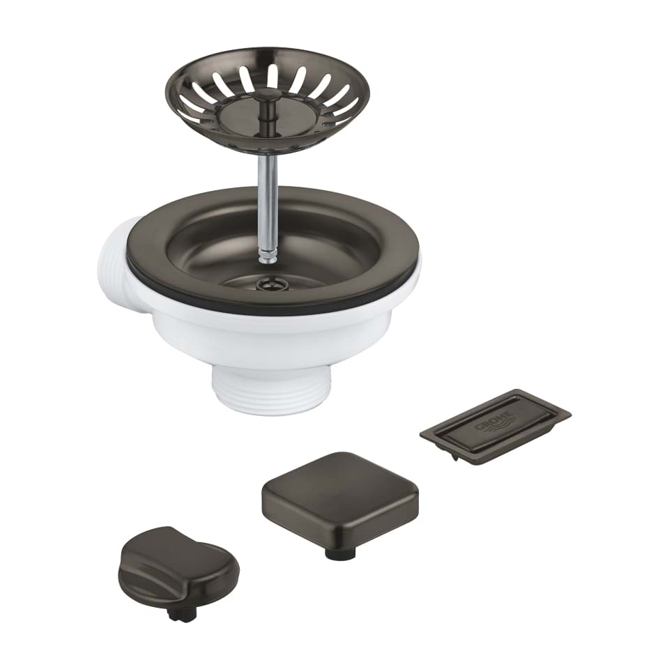 GROHE Odtokový set s otočným knoflíkem pro automatické ovládání pro jednosektorový dřez kartáčovaný Hard Graphite #40996AL0
