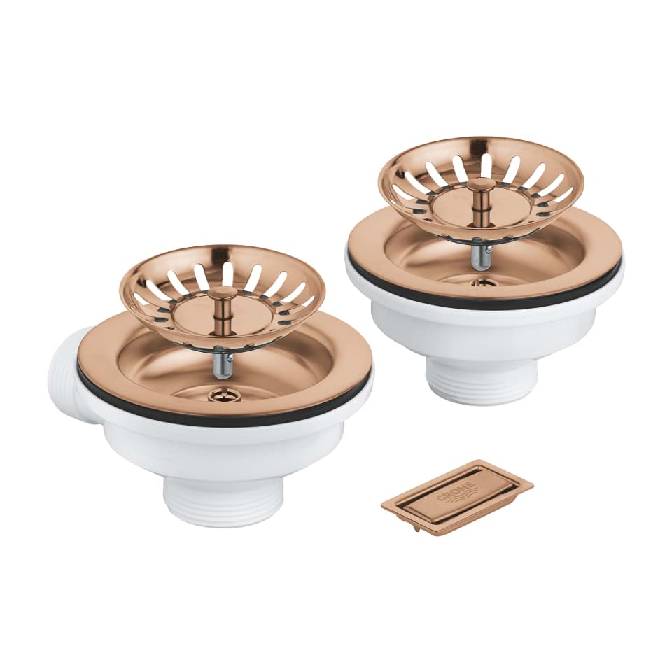 GROHE Odtoková souprava bez otočného knoflíku pro automatické ovládání pro jednosektorový dřez kartáčovaný Warm Sunset #40997DL0