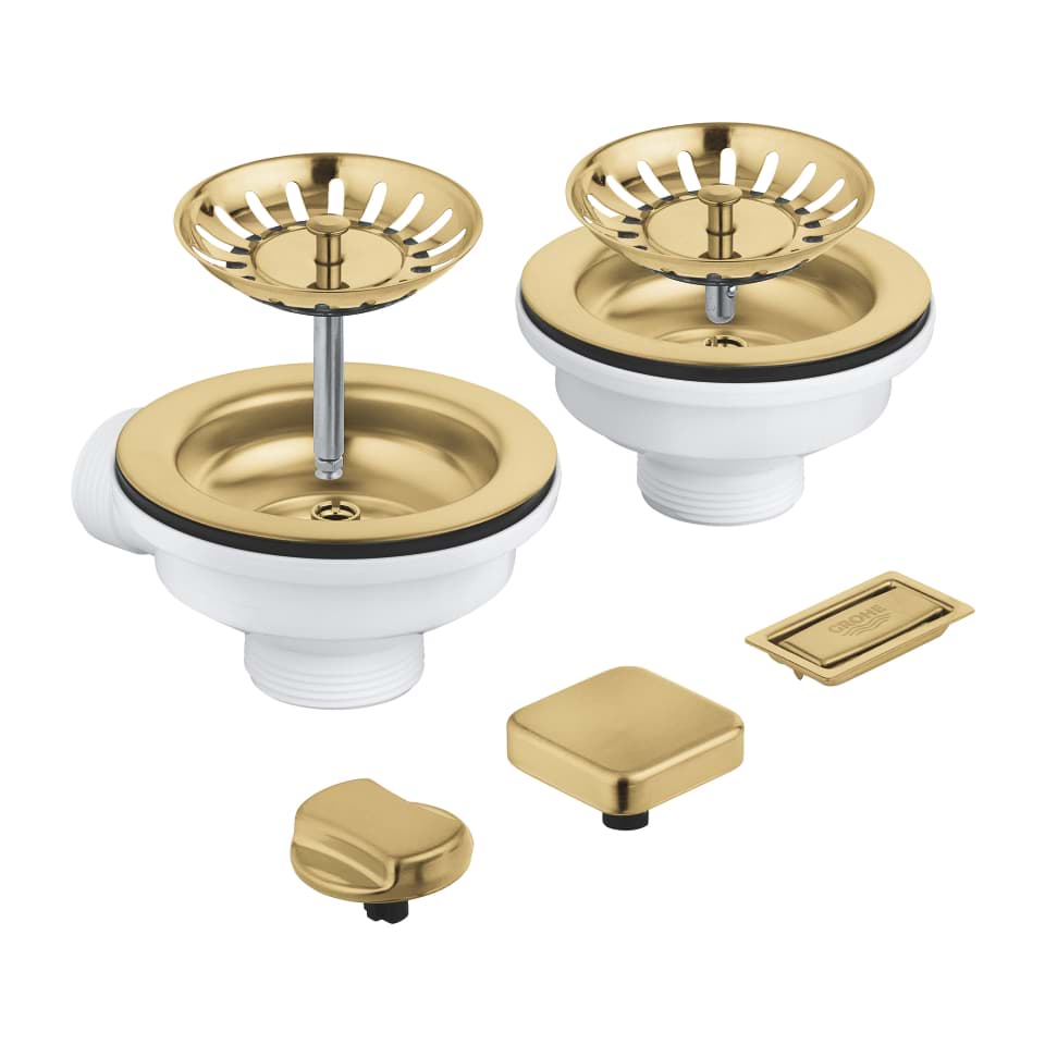 GROHE Odtokový set s otočným knoflíkem pro automatické ovládání pro dvousektorové dřezy kartáčovaný Cool Sunrise #40998GN0