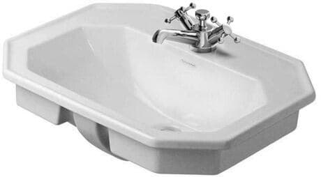 DURAVIT Vestavné umyvadlo 047658 Design by Duravit #0476580030 - #p# Barva 00, Bílá Vysoký lesk, Počet otvorů pro armaturu na jednom umyvadle: 1, Počet předpíchnutých otvorů pro baterii: 2 580 x 470 mm
