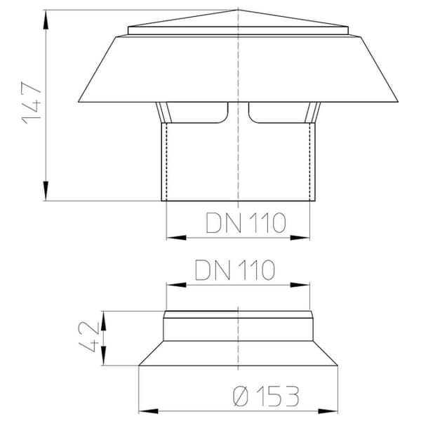 HL 810 DN100 souprava větrací hlavice #HL810