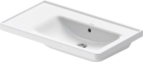 DURAVIT Umyvadlo 237080 Design by Bertrand Lejoly #2370800060 - p Barva 00, Bílá Vysoký lesk, Obdélníkový, Počet míst pro mytí: 1 Vpravo, Počet otvorů pro armaturu na jednom umyvadle: 1 Uprostřed 800 x 480 mm