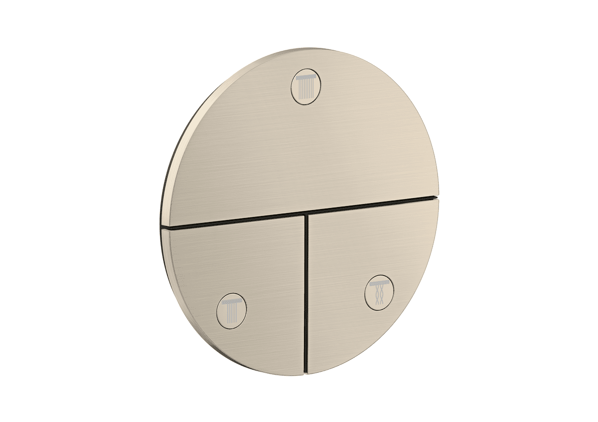 HANSGROHE AXOR ShowerSelect ID Ventil pod omítku, kulatá verze, pro 3 spotřebiče #36779820 - kartáčovaný nikl