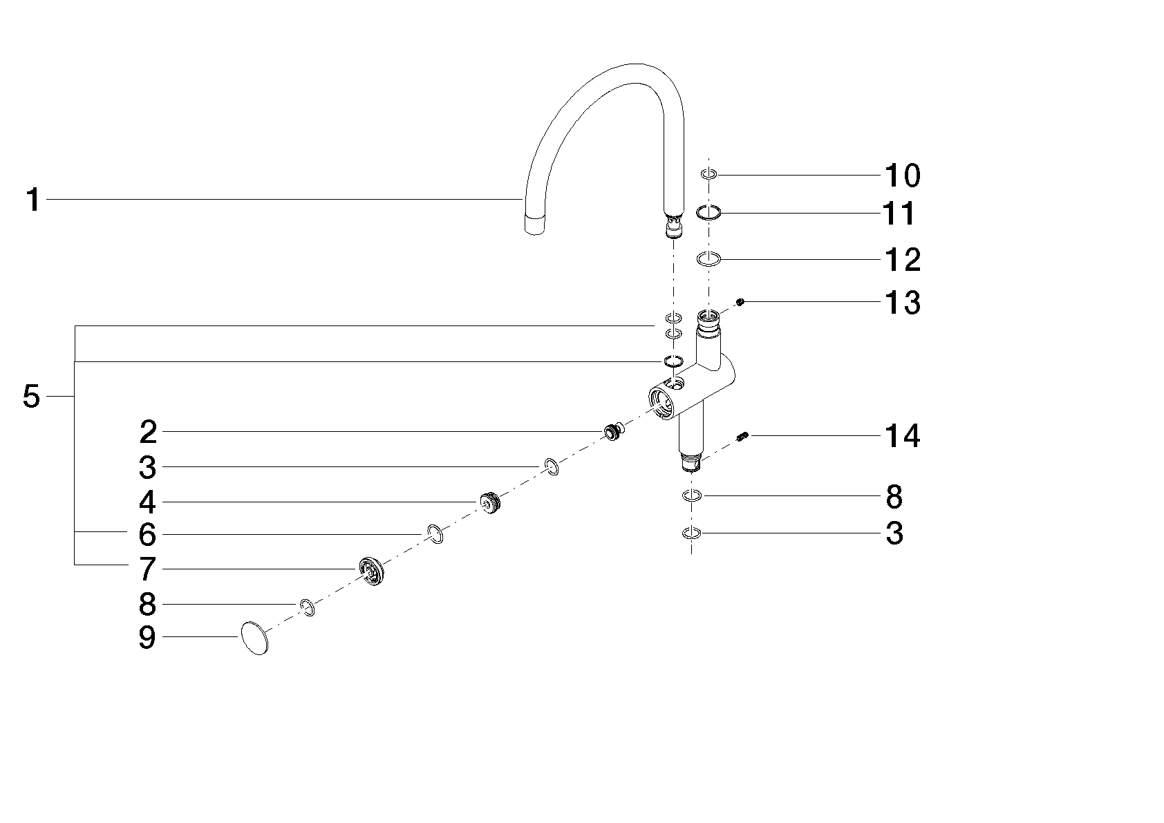 DORNBRACHT Výtoková trubice 335 x 282 x 36 mm - chrom #90198801900-00