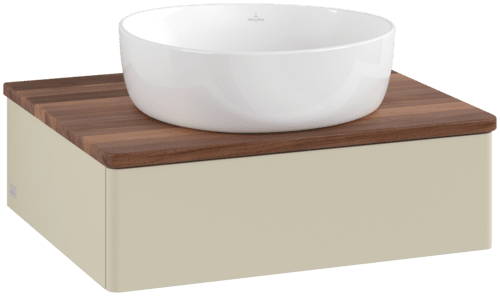 VILLEROY BOCH Toaletní skříňka Antao, 1 zásuvka, 600 x 190 x 500 mm, přední strana bez konstrukce, hedvábně šedý matný lak / teplý ořech #K07012HJ