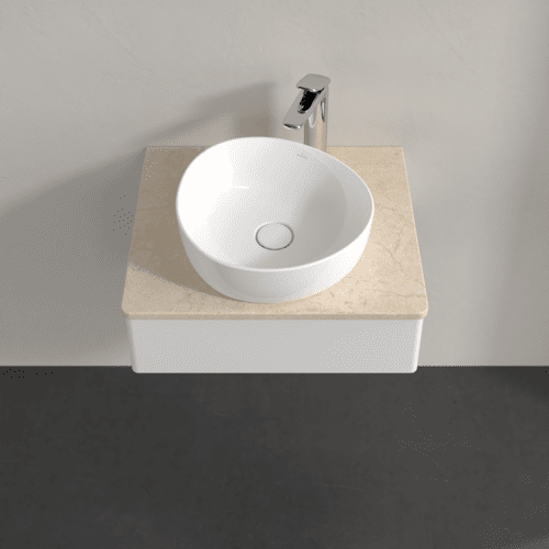 VILLEROY BOCH Toaletní skříňka Antao, 1 zásuvka, 600 x 190 x 500 mm, přední strana bez konstrukce, lesklý bílý lak / Botticino #K07053GF, obrázek 4