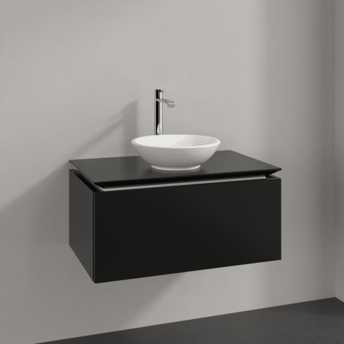 VILLEROY BOCH Legato toaletní skříňka, 1 zásuvka, 800 x 380 x 500 mm, černý matný lak / černý matný lak #B56900PD, obrázek 2
