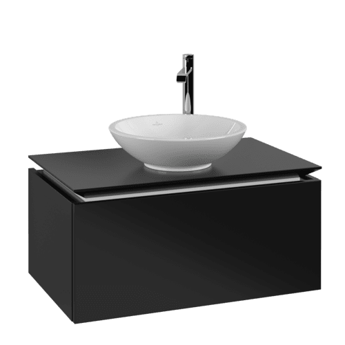 VILLEROY BOCH Legato toaletní skříňka, 1 zásuvka, 800 x 380 x 500 mm, černý matný lak / černý matný lak #B56900PD