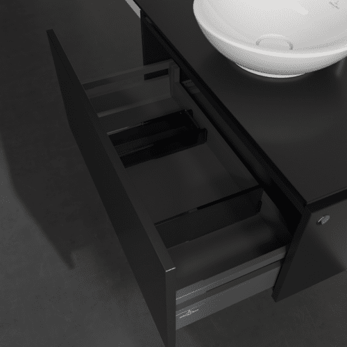 VILLEROY BOCH Legato toaletní skříňka, 1 zásuvka, 800 x 380 x 500 mm, černý matný lak / černý matný lak #B56900PD, obrázek 6