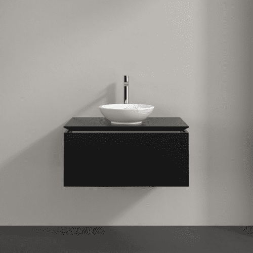 VILLEROY BOCH Legato toaletní skříňka, 1 zásuvka, 800 x 380 x 500 mm, černý matný lak / černý matný lak #B56900PD, obrázek 3