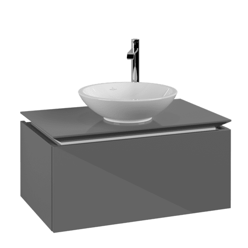 VILLEROY BOCH Legato toaletní skříňka, 1 zásuvka, 800 x 380 x 500 mm, lesklá šedá / lesklá šedá #B56900FP