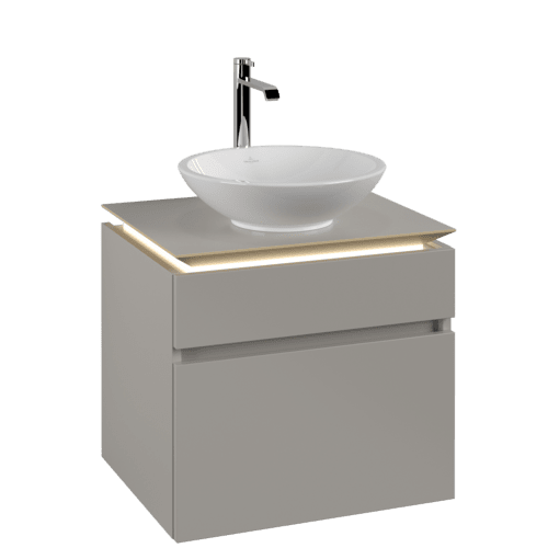 VILLEROY BOCH Legato toaletní skříňka, s osvětlením, 2 výsuvy, 600 x 550 x 500 mm, Soft Grey / Soft Grey #B568L0VK