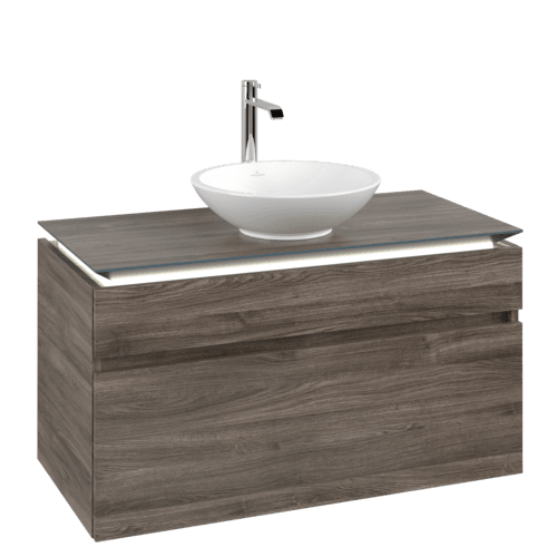 VILLEROY BOCH Legato toaletní skříňka, s osvětlením, 2 výsuvy, 1000 x 550 x 500 mm, Kamenný dub / Kamenný dub #B572L0RK