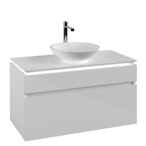 VILLEROY BOCH Legato toaletní skříňka, s osvětlením, 2 výsuvy, 1000 x 550 x 500 mm, lesklá bílá / lesklá bílá #B572L0DH