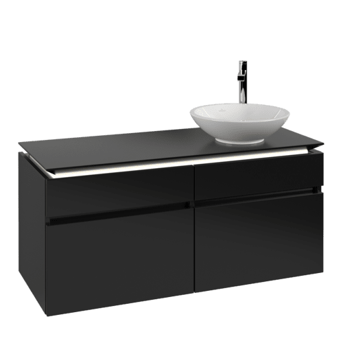 VILLEROY BOCH Legato toaletní skříňka, s osvětlením, 4 výsuvy, 1200 x 550 x 500 mm, černý matný lak / černý matný lak #B582L0PD