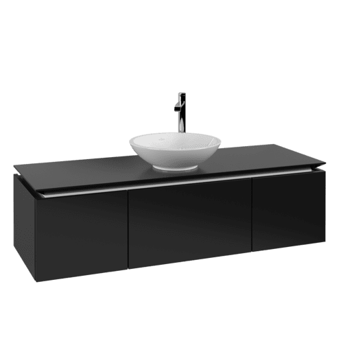VILLEROY BOCH Legato toaletní skříňka, 3 výsuvy, 1400 x 380 x 500 mm, černý matný lak / černý matný lak #B58500PD