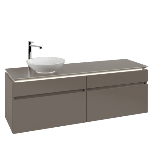 VILLEROY BOCH Legato toaletní skříňka, s osvětlením, 4 výsuvy, 1600 x 550 x 500 mm, Truffle Grey / Truffle Grey #B596L0VG