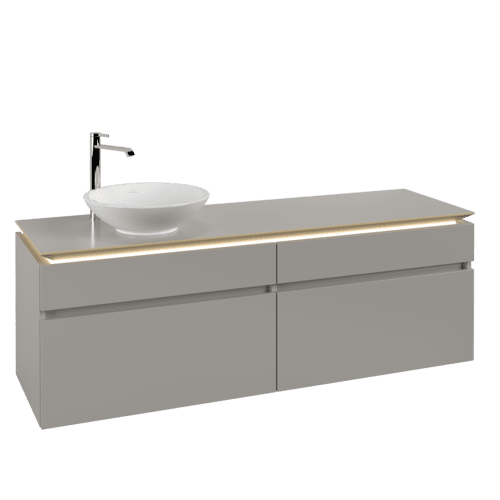 VILLEROY BOCH Legato toaletní skříňka, s osvětlením, 4 výsuvy, 1600 x 550 x 500 mm, Soft Grey / Soft Grey #B596L0VK
