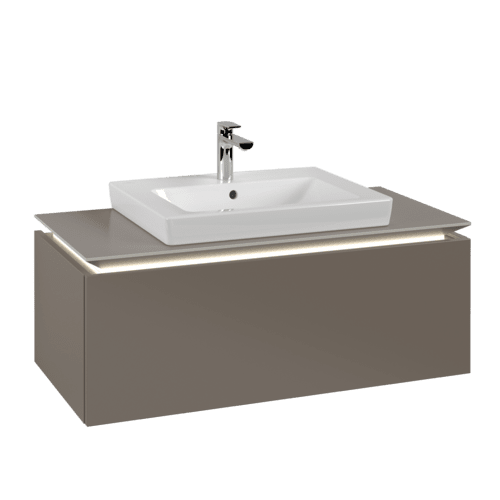 VILLEROY BOCH Legato toaletní skříňka, s osvětlením, 1 zásuvka, 1000 x 380 x 500 mm, Truffle Grey / Truffle Grey #B680L0VG