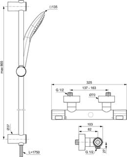 IDEAL STANDARD Povrchová sprchová kombinace Ceratherm T100 #A7235AA - Chrom
