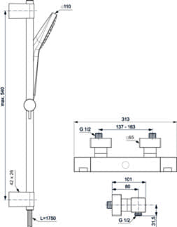 IDEAL STANDARD Ceratherm C100 sprchová kombinace #A7535AA - chrom