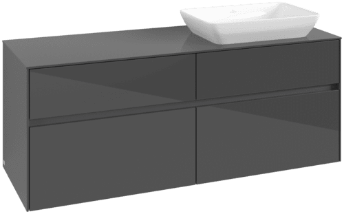 VILLEROY BOCH Toaletní skříňka Collaro, 4 výsuvy, 1400 x 548 x 500 mm, lesklá šedá / lesklá šedá #C11800FP
