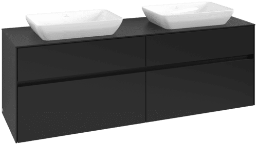 VILLEROY BOCH Toaletní skříňka Collaro, s osvětlením, 4 výsuvy, 1600 x 548 x 500 mm, Volcano Black / Volcano Black #C123B0VL