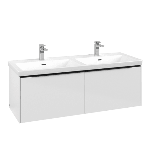 VILLEROY BOCH Subway 3.0 Vanity unit, s osvětlením, 2 výsuvy, 1272 x 429 x 478 mm, Brilliant White #C567L1VE