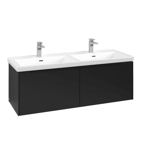 VILLEROY BOCH Subway 3.0 Vanity unit, s osvětlením, 2 výsuvy, 1272 x 429 x 478 mm, Volcano Black #C567L1VL