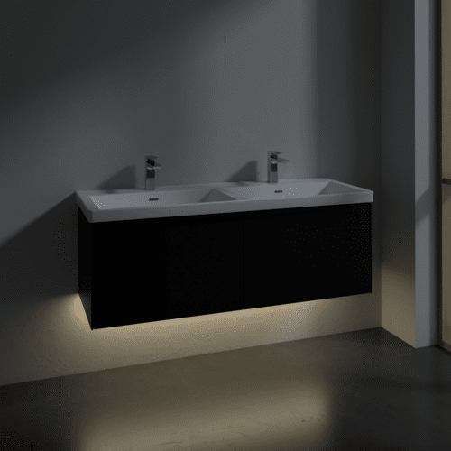 VILLEROY BOCH Subway 3.0 Vanity unit, s osvětlením, 2 výsuvy, 1272 x 429 x 478 mm, Volcano Black #C567L1VL, obrázek 5