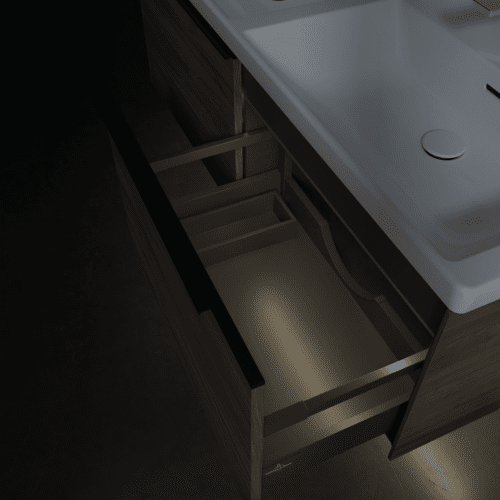 VILLEROY BOCH Subway 3.0 Vanity unit, s osvětlením, 2 výsuvy, 1272 x 429 x 478 mm, Arizona Oak #C567L1VH, obrázek 8