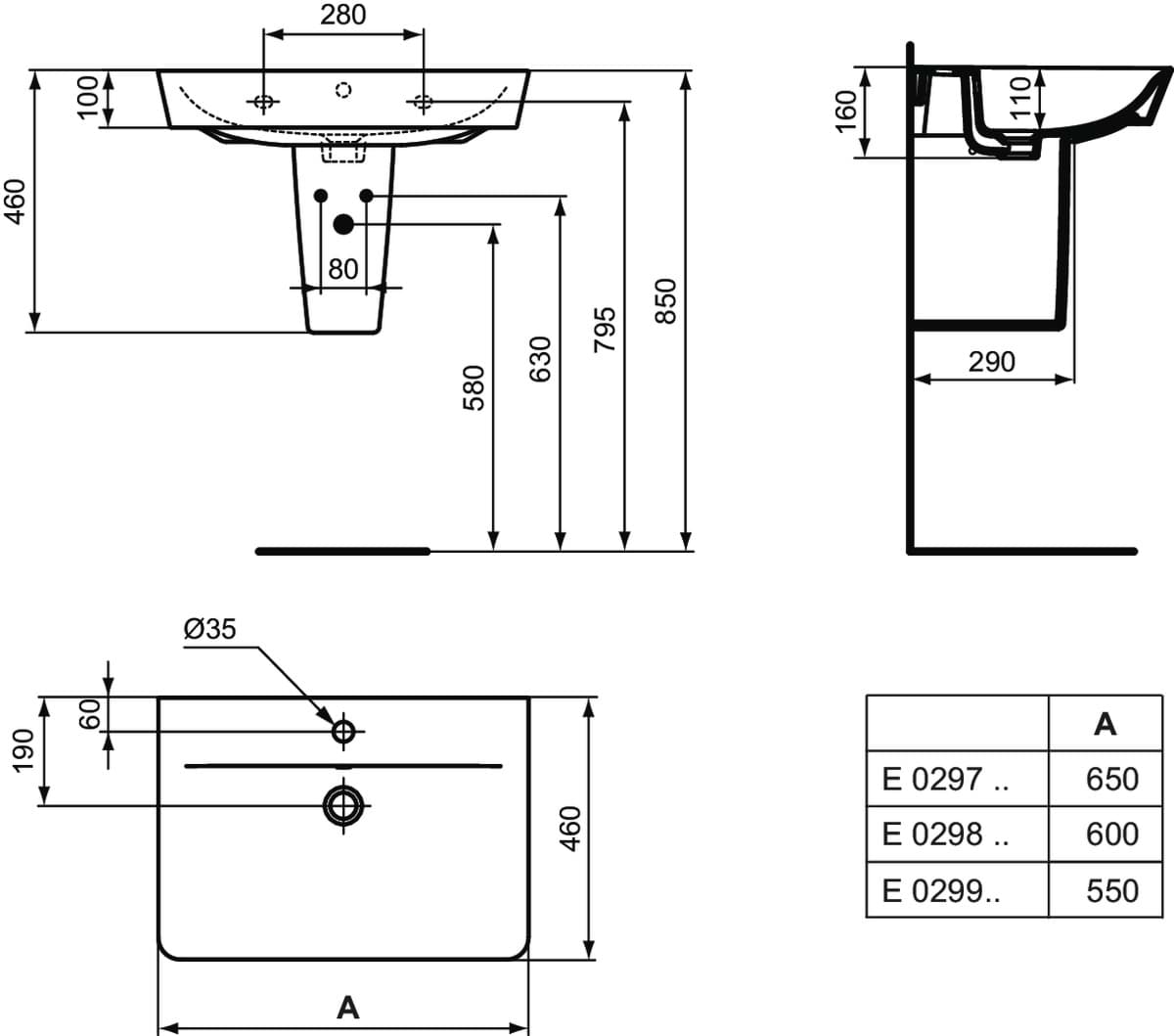 IDEAL STANDARD Connect Air nástěnný sloupek #E030901 - Bílá (Alpine)