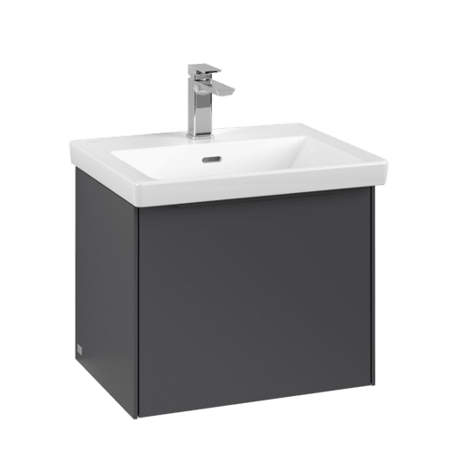 VILLEROY BOCH Subway 3.0 Vanity unit, s osvětlením, 1 zásuvka, 523 x 429 x 448 mm, grafitová barva #C579L2VR