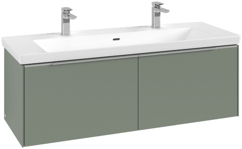 VILLEROY BOCH Subway 3.0 Vanity unit, s osvětlením, 2 výsuvy, 1272 x 429 x 478 mm, Soft Green #C601L0AF