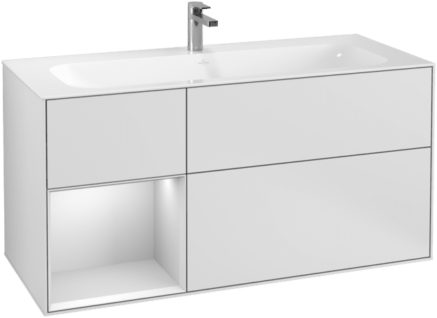 VILLEROY BOCH Toaletní skříňka Finion, s osvětlením, 3 výsuvy, 1196 x 591 x 498 mm, bílý matný lak / bílý matný lak #F060MTMT