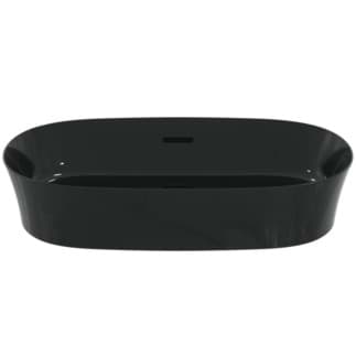 IDEAL STANDARD Mísa Ipalyss 600x380mm, bez otvoru pro baterii, s přepadovým otvorem (štěrbinová) #E1397V2 - lesklá černá