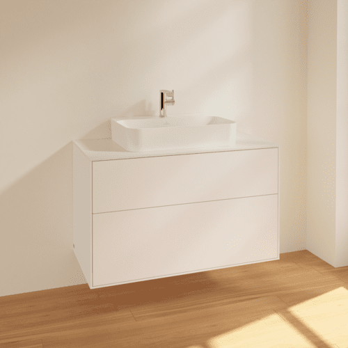 VILLEROY BOCH Toaletní skříňka Finion, 2 výsuvy, 1000 x 603 x 501 mm, bílý matný lak / sklo bílé matné #F35100MT, obrázek 2