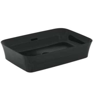 IDEAL STANDARD Mísa Ipalyss 550x380mm, bez otvoru pro baterii, s přepadovým otvorem (štěrbinová) #E2078V2 - lesklá černá
