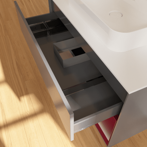 VILLEROY BOCH Toaletní skříňka Finion, s osvětlením, 2 výsuvy, 1000 x 603 x 501 mm, antracit matný lak / pivoňka matný lak / sklo bílé matné #F371HBGK, obrázek 8