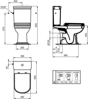 IDEAL STANDARD CALLA - splachovací nádržka na WC 395x180 mm v bílém lesku - 6/3l technologie dvojitého splachování #E251301 - Bílá (Alpine), obrázek 5