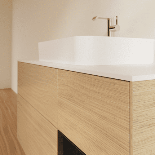 VILLEROY BOCH Toaletní skříňka Finion, s osvětlením, 3 výsuvy, 1200 x 603 x 501 mm, dubová dýha / černý matný lak / bílé matné sklo #F421PDPC, obrázek 6