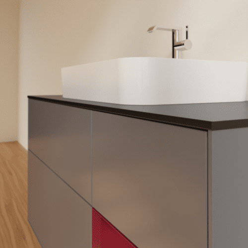 VILLEROY BOCH Toaletní skříňka Finion, s osvětlením, 3 výsuvy, 1200 x 603 x 501 mm, antracitový matný lak / pivoňkový matný lak / černé matné sklo #F422HBGK, obrázek 6
