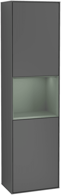 VILLEROY BOCH Vysoká skříňka Finion, s osvětlením, 2 dveře, 418 x 1516 x 270 mm, antracitový matný lak / olivový matný lak #F470GMGK