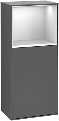 VILLEROY BOCH Boční skříňka Finion, s osvětlením, 1 dvířka, 418 x 936 x 270 mm, Silk Grey Matt Lacquer / Silk Grey Matt Lacquer #F510HJHJ