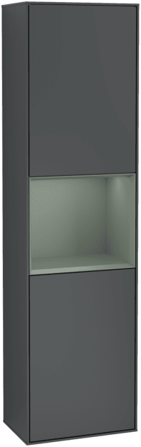VILLEROY BOCH Vysoká skříňka Finion, s osvětlením, 2 dveře, 418 x 1516 x 270 mm, Midnight Blue Matt Lacquer / Olive Matt Lacquer #F470GMHG